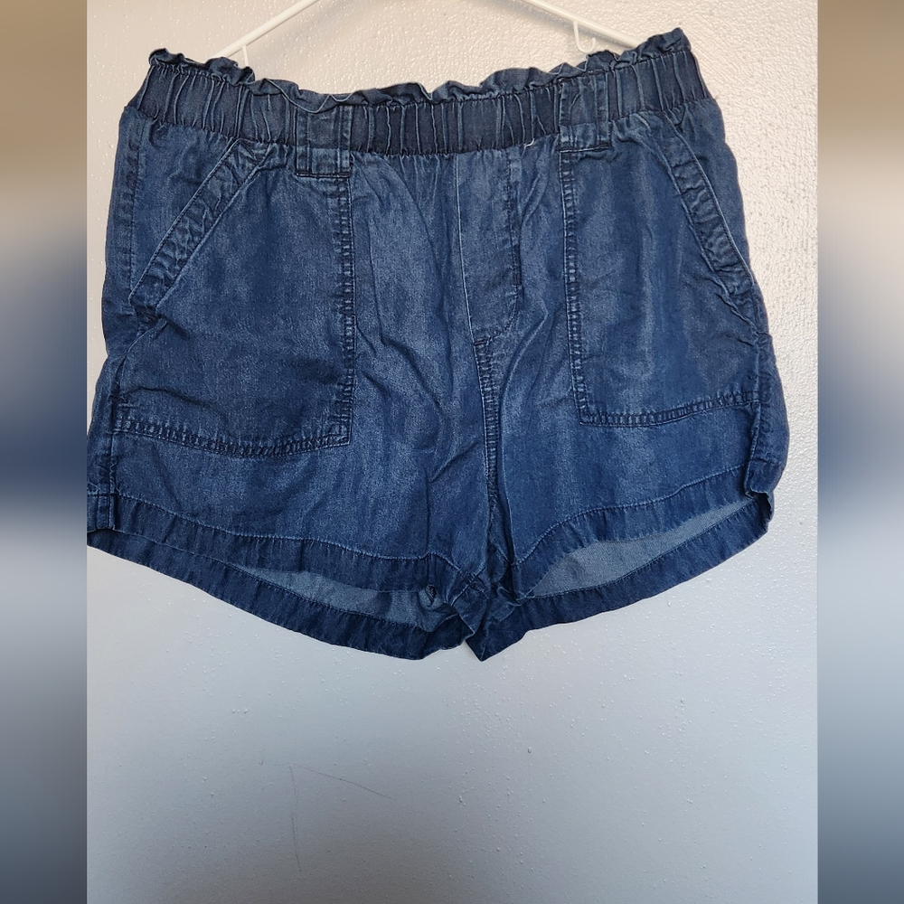 Denim Blue Elastic Waist Shorts